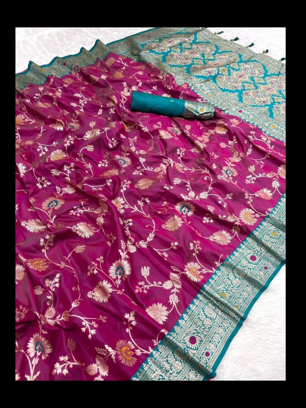 Traditional Silk Weaving Saree with Unstitched Blouse, Cultural Wear for Women